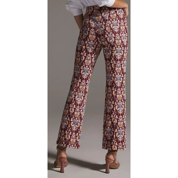 MAEVE By Anthropologie The Margot Kick Flare Damask Pattern Pants Women's Size S - Picture 8 of 9